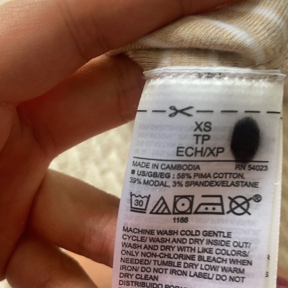 Gap Tan/ White Striped Boat Neck Long Sleeve Top - Picture 5 of 5